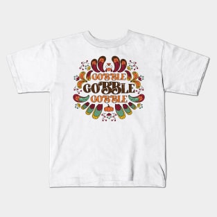 Gobble Gobble Thanksgiving Cute Turkey Kids T-Shirt